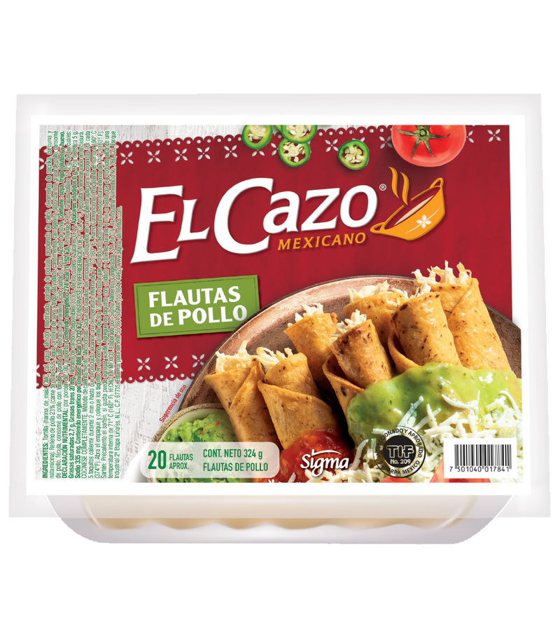 Flauta De Pollo El Cazo 20 Piezas 324 g