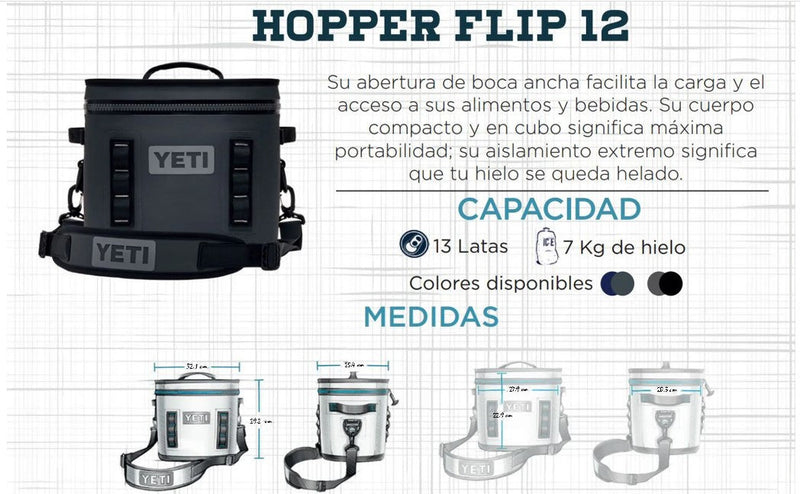 Hielera Suave Hopper Flip 12 Charcoal YETI